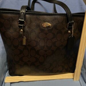 Coach Signature Brown and Black Tote
